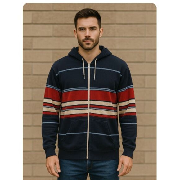 Vintage 90s Evolution Hoodie Track Jacket Men’s 2XL Full Zip Striped Retro - Picture 1 of 7